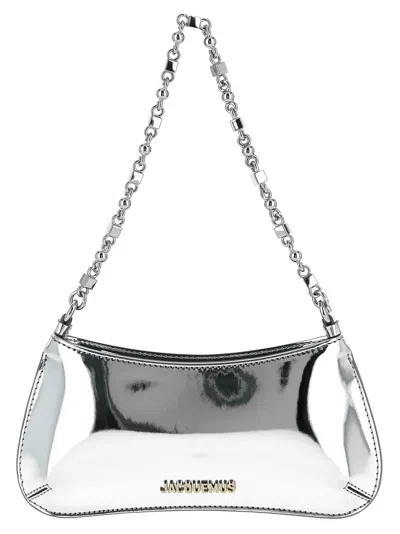 Jacquemus Le Petit Bisou Chain Rectangular Shoulder Bag In Metallic