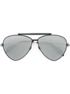 Alexander Mcqueen Sonnenbrille In Shield-form Mit Piercing-detail In Black/silver