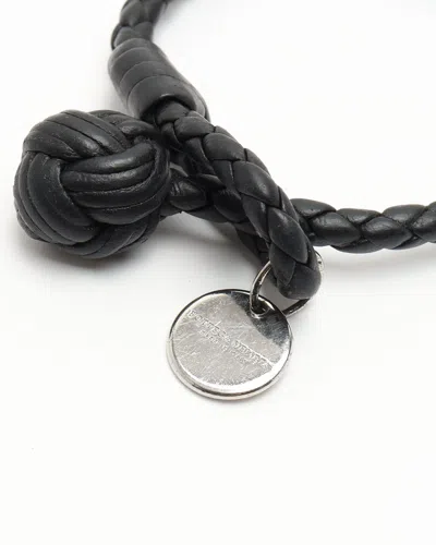 Bottega Veneta Intrecciato Leather Bracelet In Black