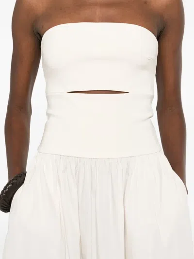 Esse Studios Strapless Split Midi Dress In White