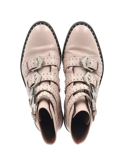 Pre-owned Givenchy Buckle Studded Ankle Boots In Pink