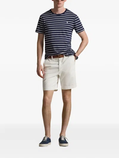 Polo Ralph Lauren Cotton Stripe Polo Pony Slim T-shirt In Blue