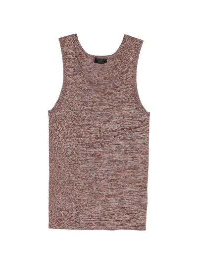 Prada Cotton Knit Tank Top In Brown