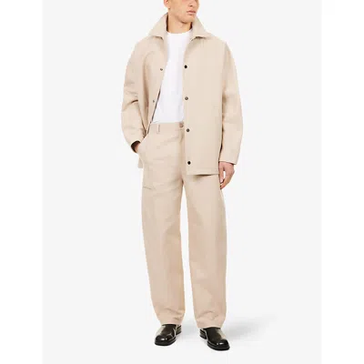 Givenchy Mens Beige Relaxed-fit Brand-patch Cotton-poplin Jacket Xl In Pink