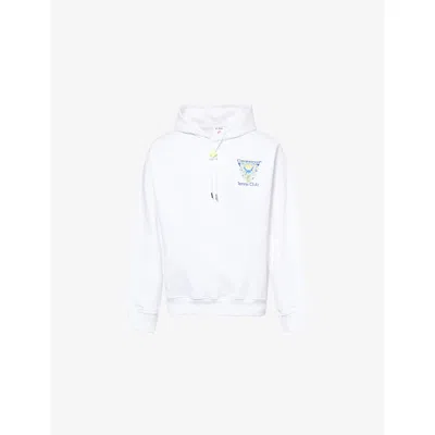 Casablanca Tennis Club Logo-print Hooded Cotton Sweatshirt In White