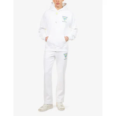 Casablanca Tennis Club Logo-print Hooded Cotton Sweatshirt In White