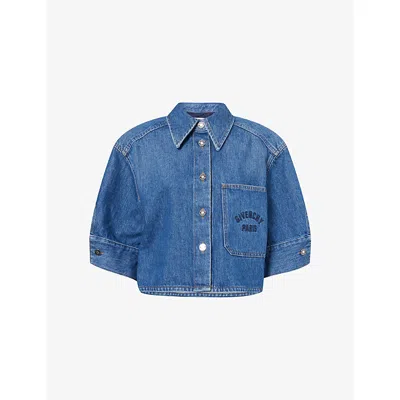 Givenchy Cropped Cocoon Shirt In Medium Denim Clothing In Blue