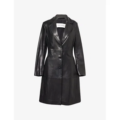 Nour Hammour Eames Patchwork Leather Coat In Black
