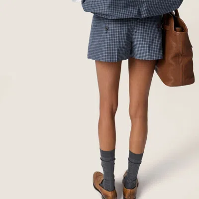 Miu Miu Checked Technical Fabric Mini Skort In Blue