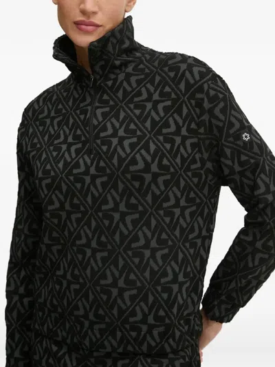 Newland Pattern Zip Sweater In Black