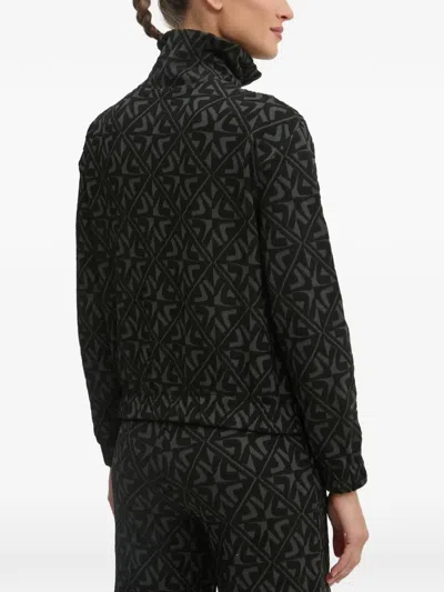 Newland Pattern Zip Sweater In Black