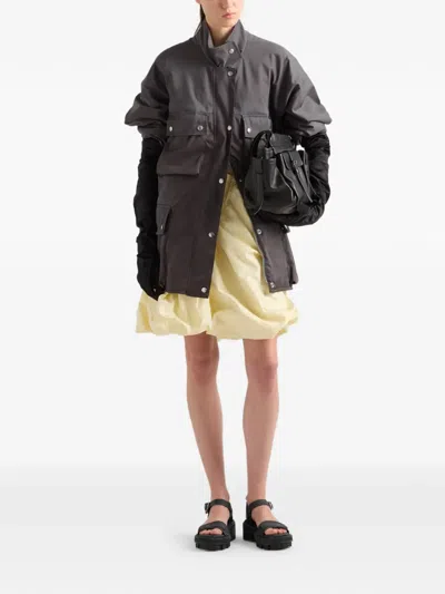 Prada Voluminous Taffeta Skirt Balloon Silhouette In Yellow