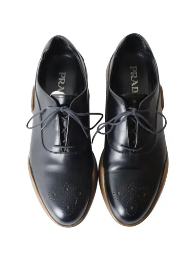 Pre-owned Prada Brogues Platform Shoes In Black
