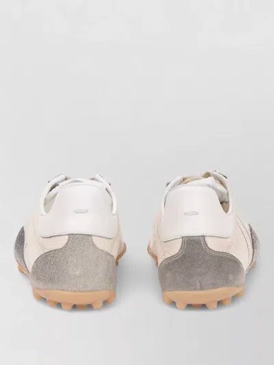 Maison Margiela Sprinters Beige Sneaker With Insert Design And Serrated Sole In Leather Women In Multi