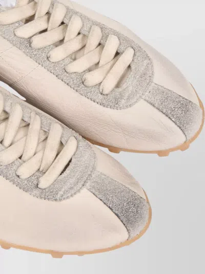 Maison Margiela Sprinters Beige Sneaker With Insert Design And Serrated Sole In Leather Women In Multi