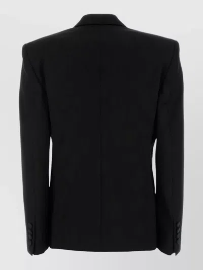 Stella Mccartney Wool Blazer Structured Shoulders Notched Lapels Vent In Black