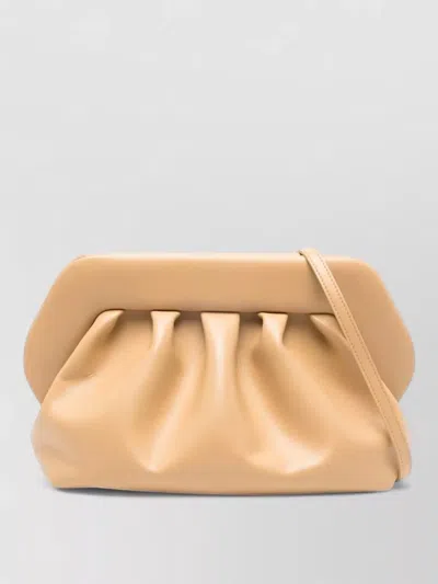 Themoirè Pleated Rectangular Clutch Adaptable Strap In Nude