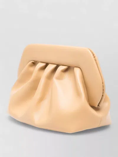 Themoirè Pleated Rectangular Clutch Adaptable Strap In Nude