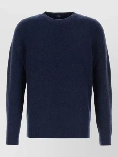 Fedeli Navy Blue Stretch Wool Blend Sweater In Blue