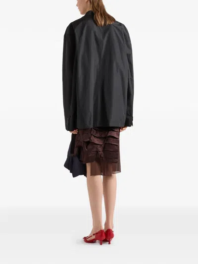 Prada Faille Patchwork Midi Skirt In Blue