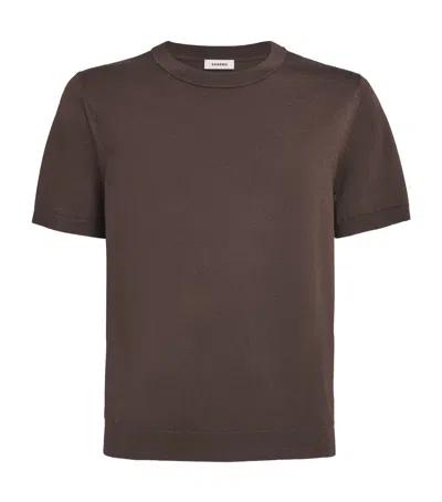 Sandro Knit Short-sleeve T-shirt In Brown