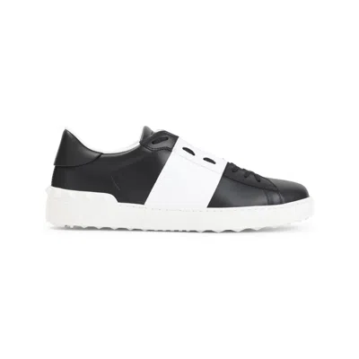 Valentino Garavani Open Sneakers In Leather With Contrast Colored Stripe And Stud Detail In White