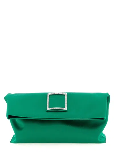 Roger Vivier Green Trompette Clutch In Green