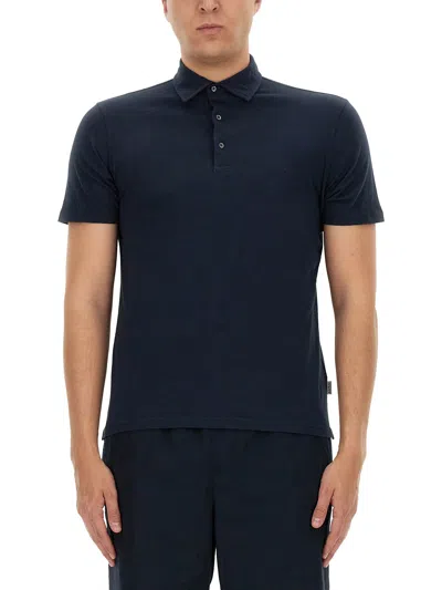 Aspesi Cotton Jersey Polo Shirt In Blue