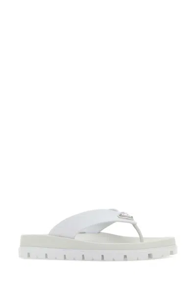 Prada Rubber Thong Sandals Flat Open Toe In White