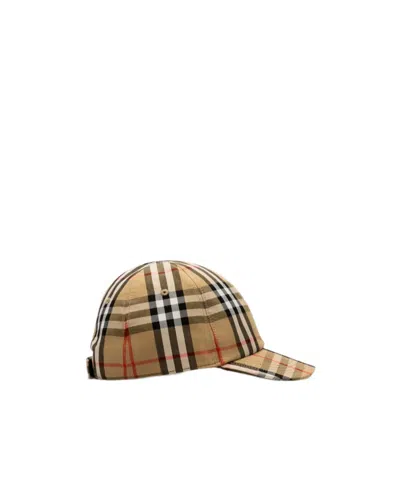 Burberry Check Cotton Baseball Cap In Multi