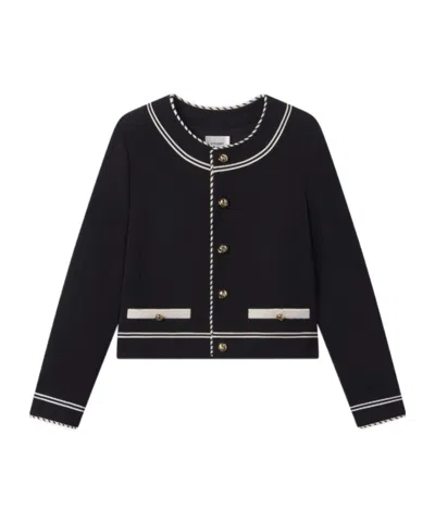 Frame Button Embellished Jacket In Blue