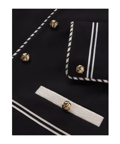 Frame Button Embellished Jacket In Blue