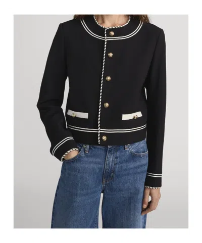 Frame Button Embellished Jacket In Blue