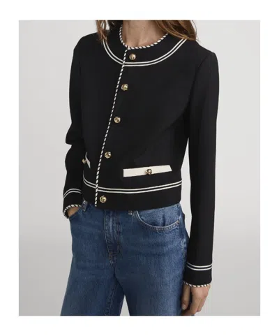 Frame Button Embellished Jacket In Blue