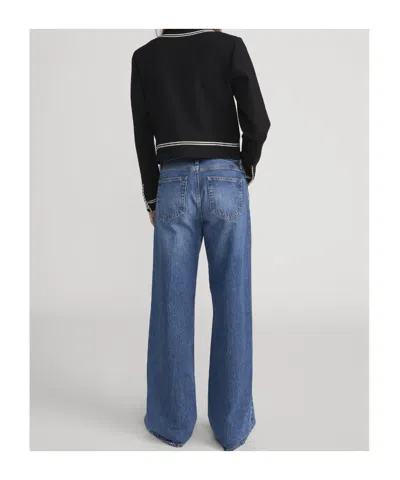 Frame Button Embellished Jacket In Blue