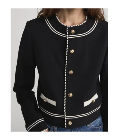 Frame Button Embellished Jacket In Blue