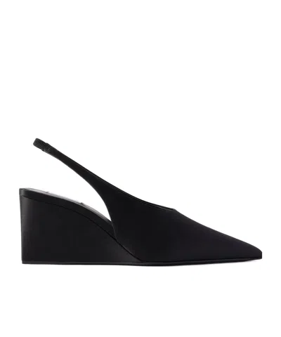 Alaïa Cube Wedge Slingbacks In Suede In Black