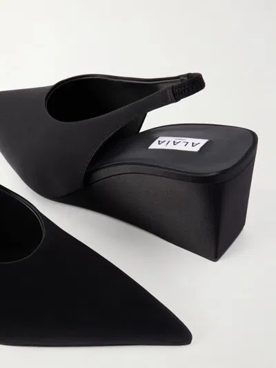 Alaïa Cube Wedge Slingbacks In Suede In Black