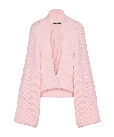 Balmain Balloon-sleeve Sweater In Pink