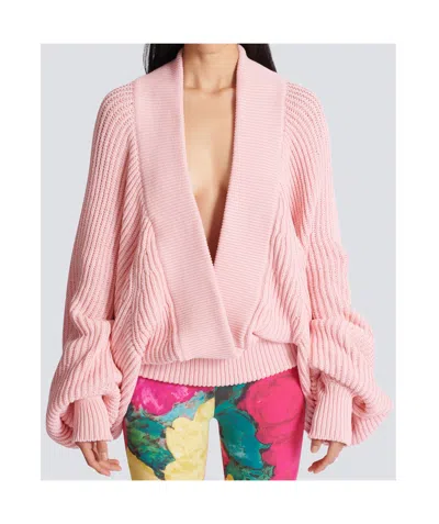Balmain Balloon-sleeve Sweater In Pink