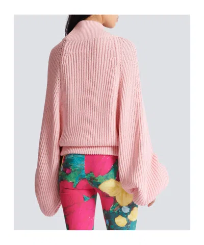 Balmain Balloon-sleeve Sweater In Pink