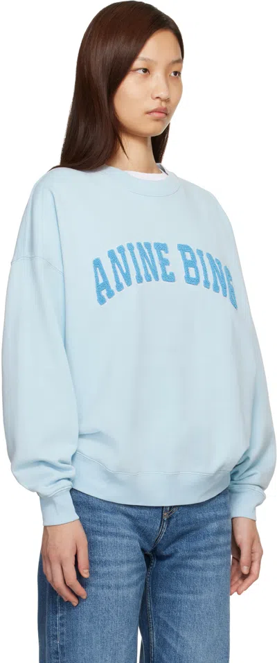 Anine Bing Women Light Blue Crewneck Embroidery Logo Sweatshirt, Xs Luxury Sweatshirts & Hoodies For Women Darv