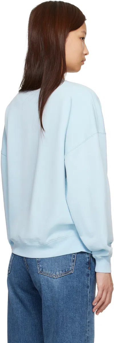 Anine Bing Women Light Blue Crewneck Embroidery Logo Sweatshirt, Xs Luxury Sweatshirts & Hoodies For Women Darv