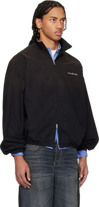 Acne Studios Black Logo Zipper Jacket In Black