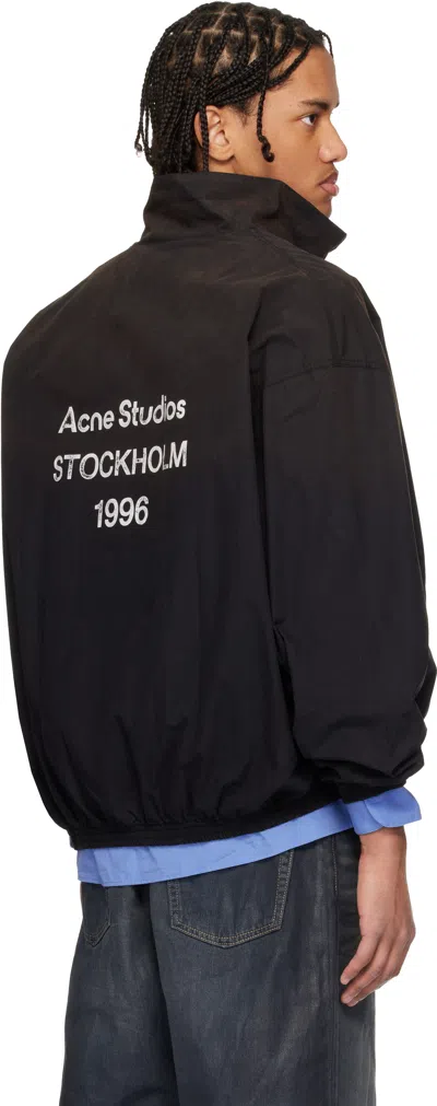 Acne Studios Black Logo Zipper Jacket In Black