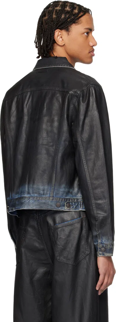 Acne Studios Black Coated Denim Jacket In Multi