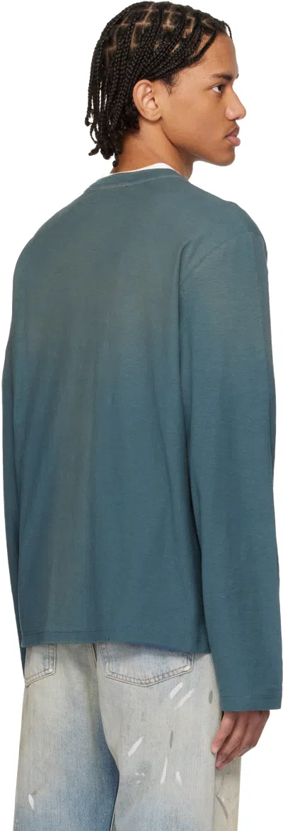 Acne Studios Blue Relaxed Fit Logo T-shirt In Blue
