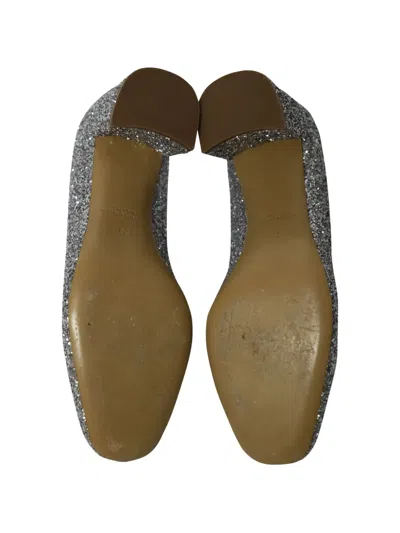 Pre-owned Mansur Gavriel Strass-embellished Round-toe Pumps In Silver