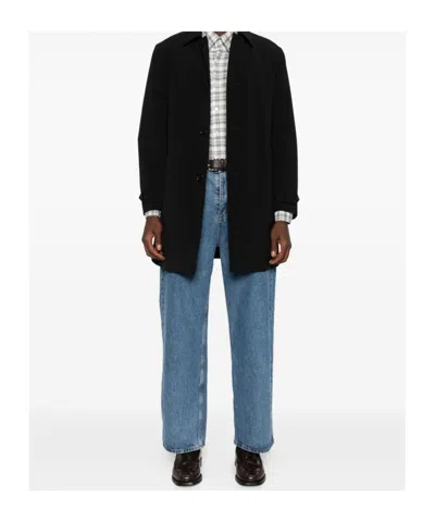 Aspesi Buttoned Single-breasted Coat In Black