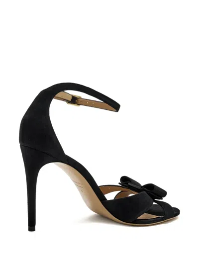 Ferragamo Roxy 90 Vara Bow Suede Sandals In Black